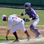 A Johnson City batter caught trying to score ... tagged out by Shiner catcher Trey Rankin.