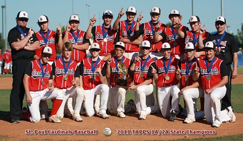 St. Paul Cardinals - 2011 TAPPS 1A/2A State Baseball Champions